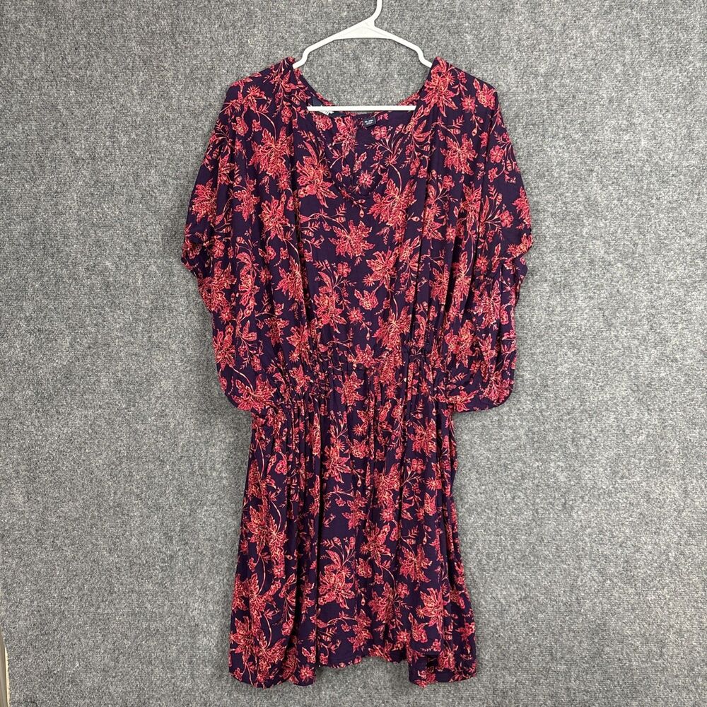 Lands' End Dress Womens Size XL - XXL Red Blue Floral Tropical Beach Vacation